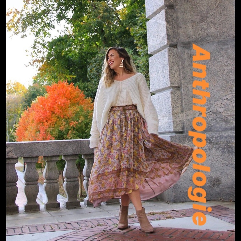 Anthropologie HARVEST MIDI SKIRT BY LOVE SAM